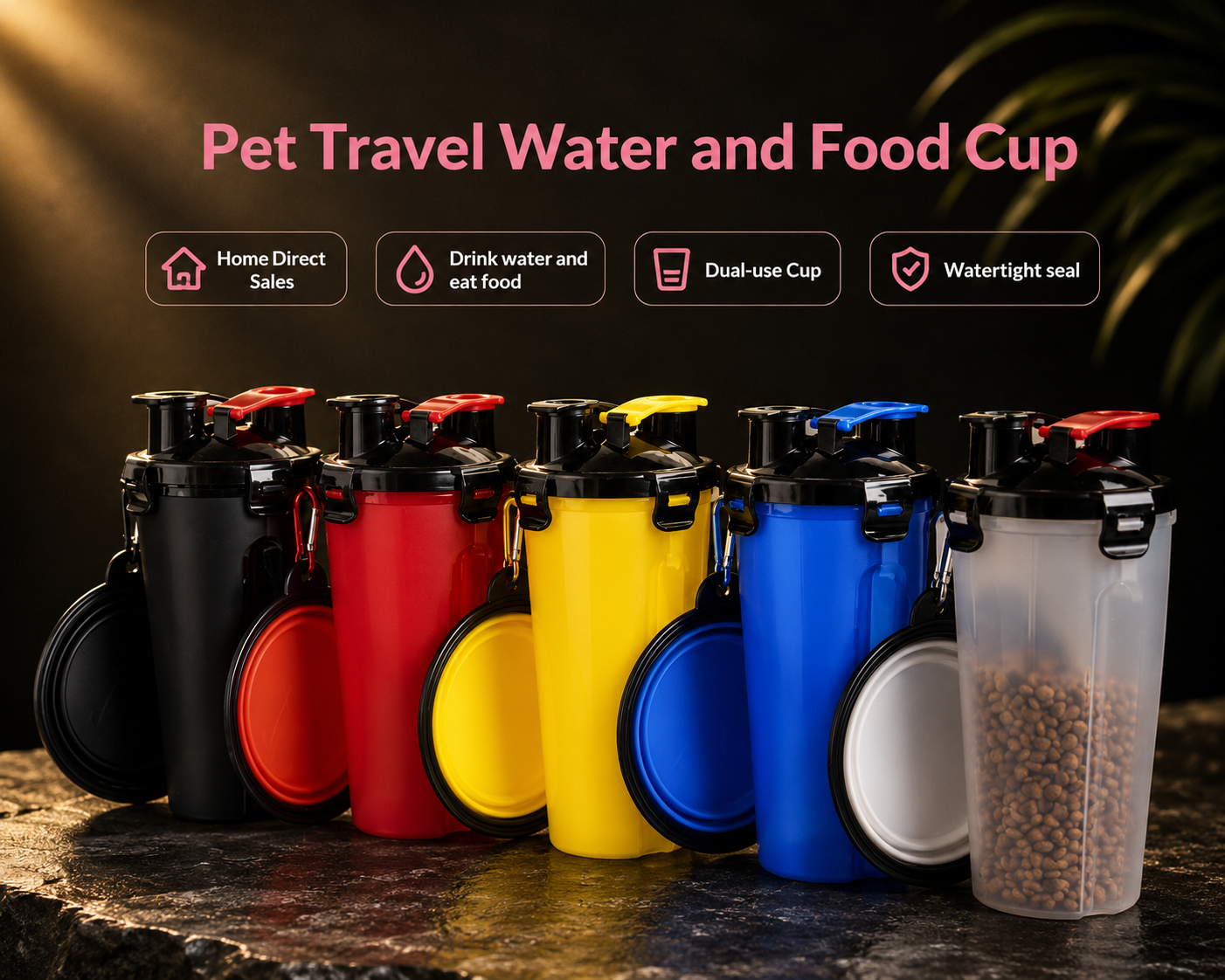 Vantare Foldable Pet Travel Bowl With Water Bottle