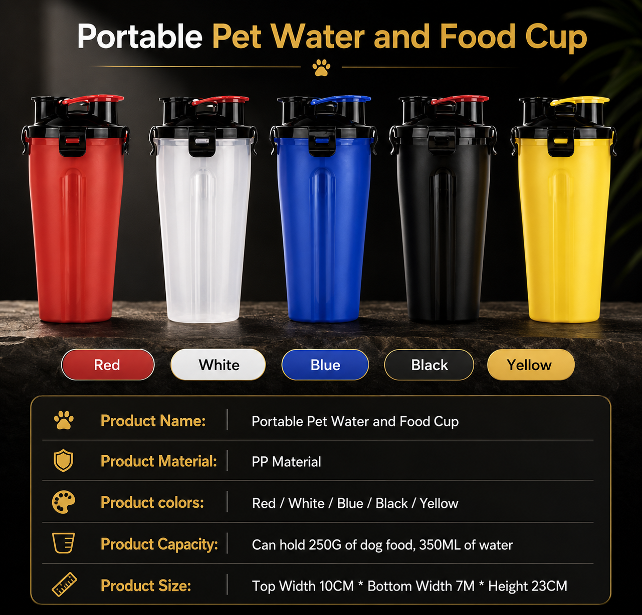 Vantare Foldable Pet Travel Bowl With Water Bottle