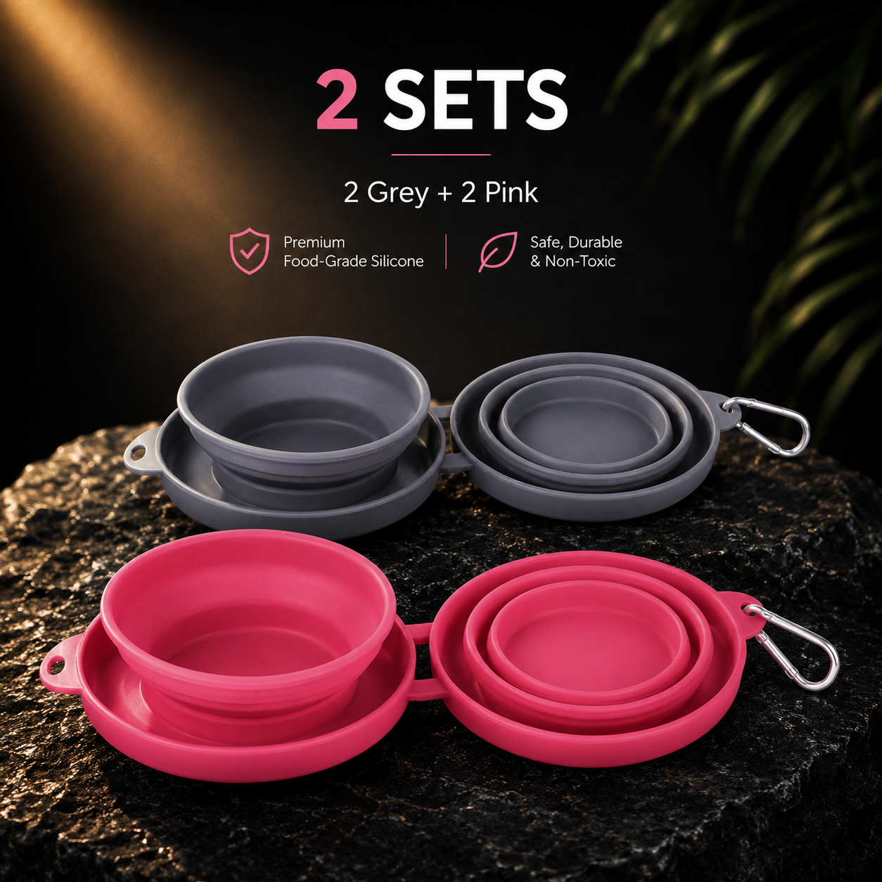 Vantare Double Foldable Travel Bowl
