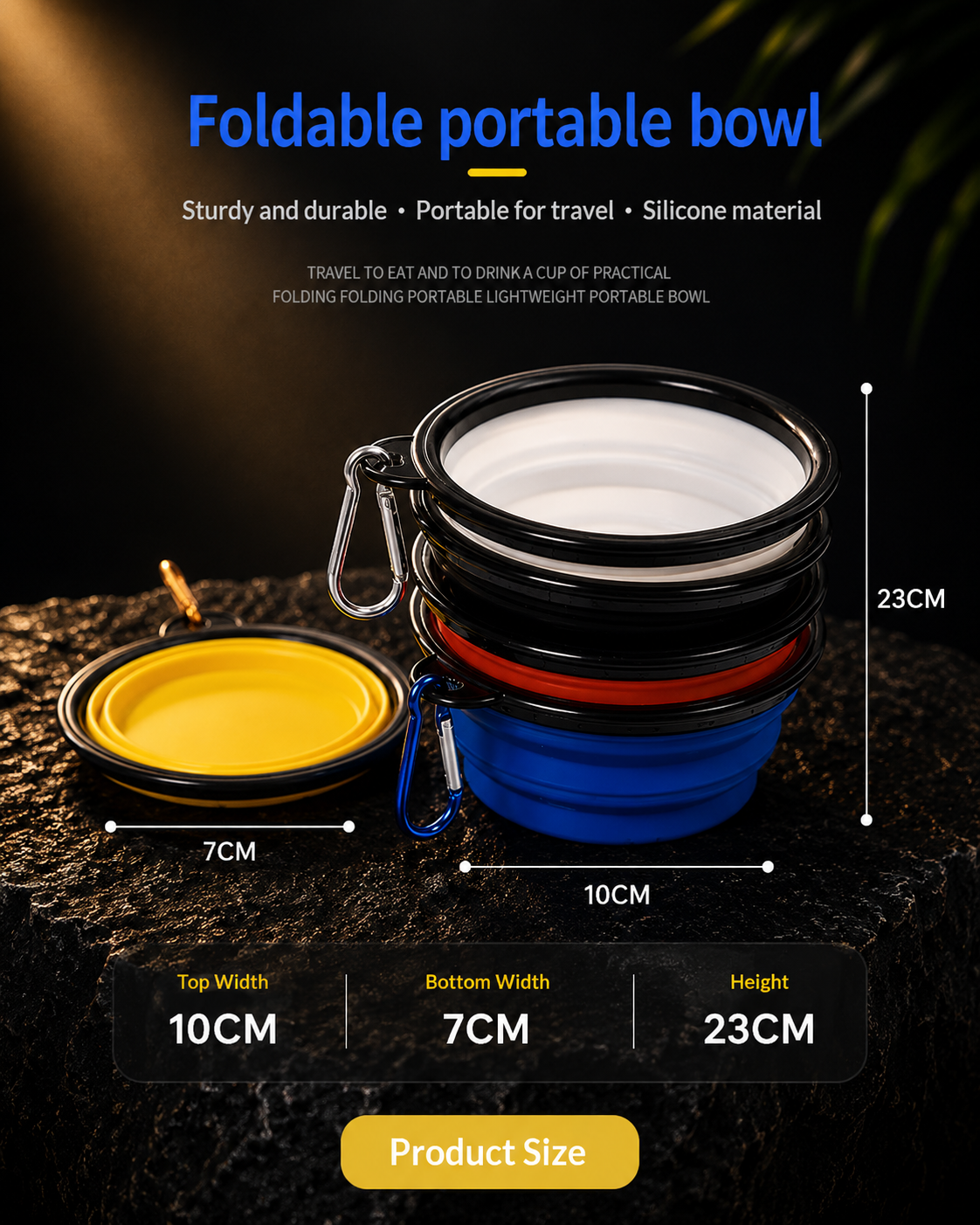 Vantare Foldable Pet Travel Bowl With Water Bottle