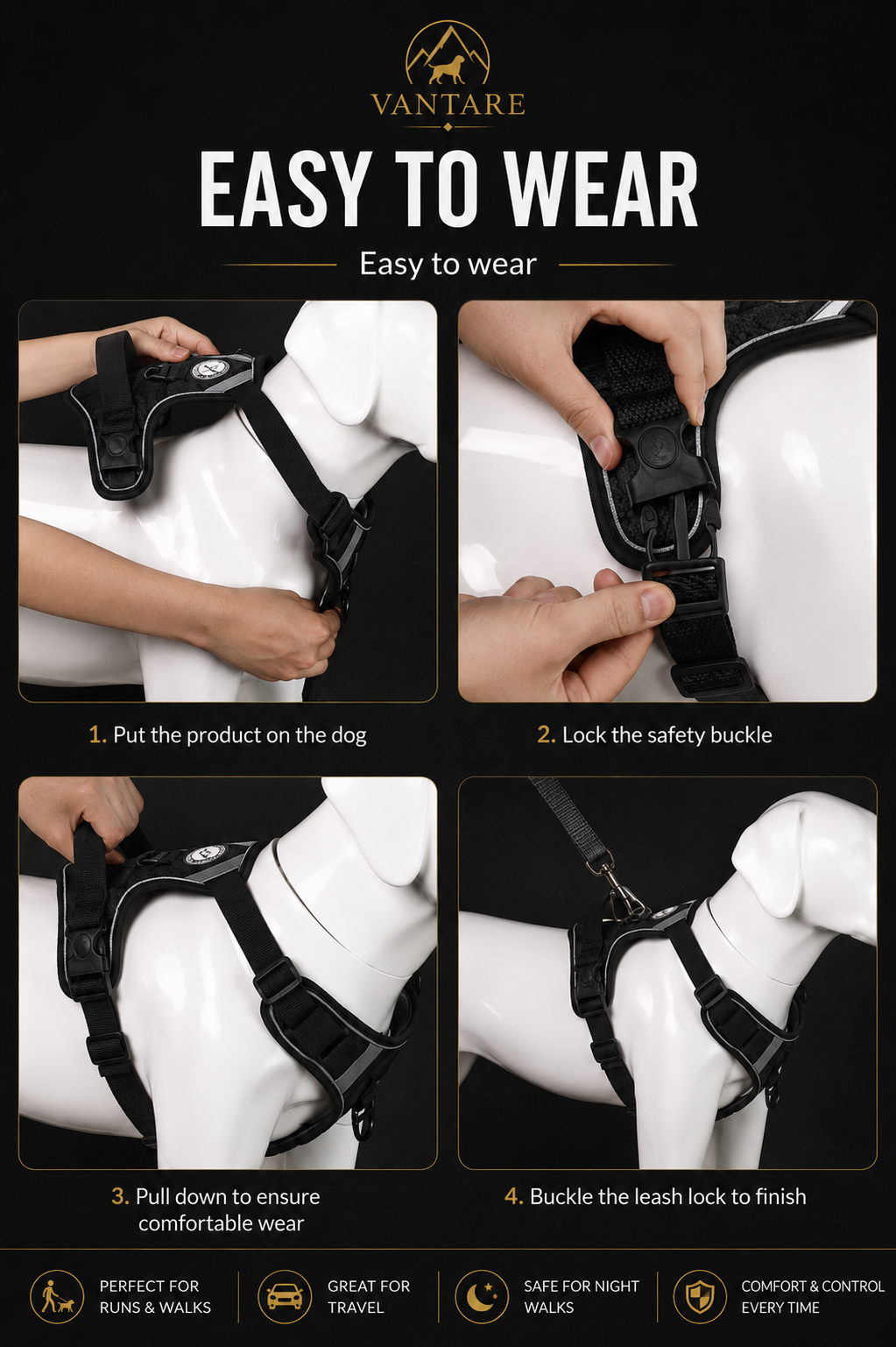 Large Dog Chest Harness Leash Portable