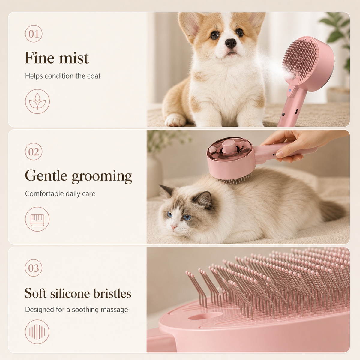 Self-Cleaning Pet Grooming Brush