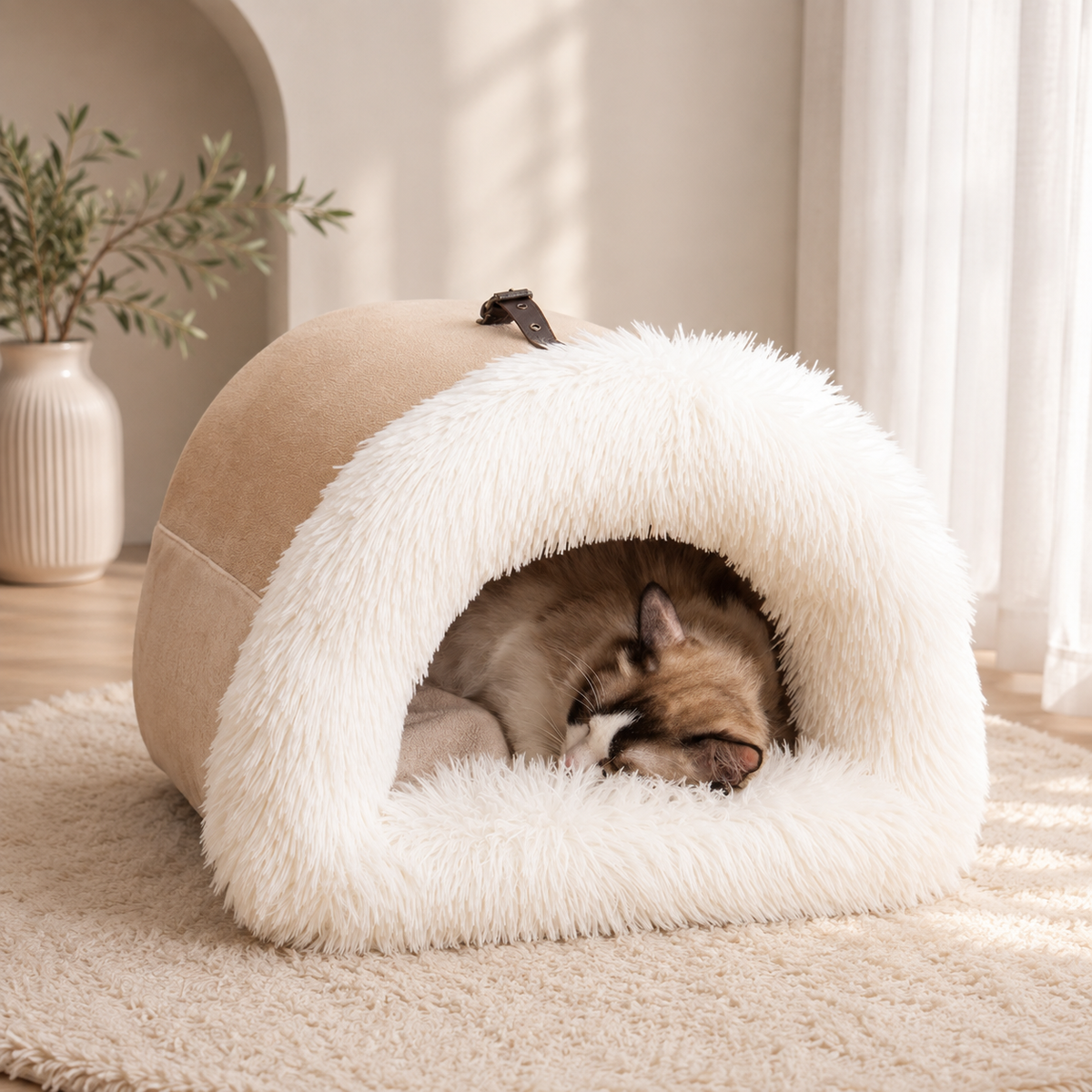 Cozy Plush Pet Nest for Cats & Dogs