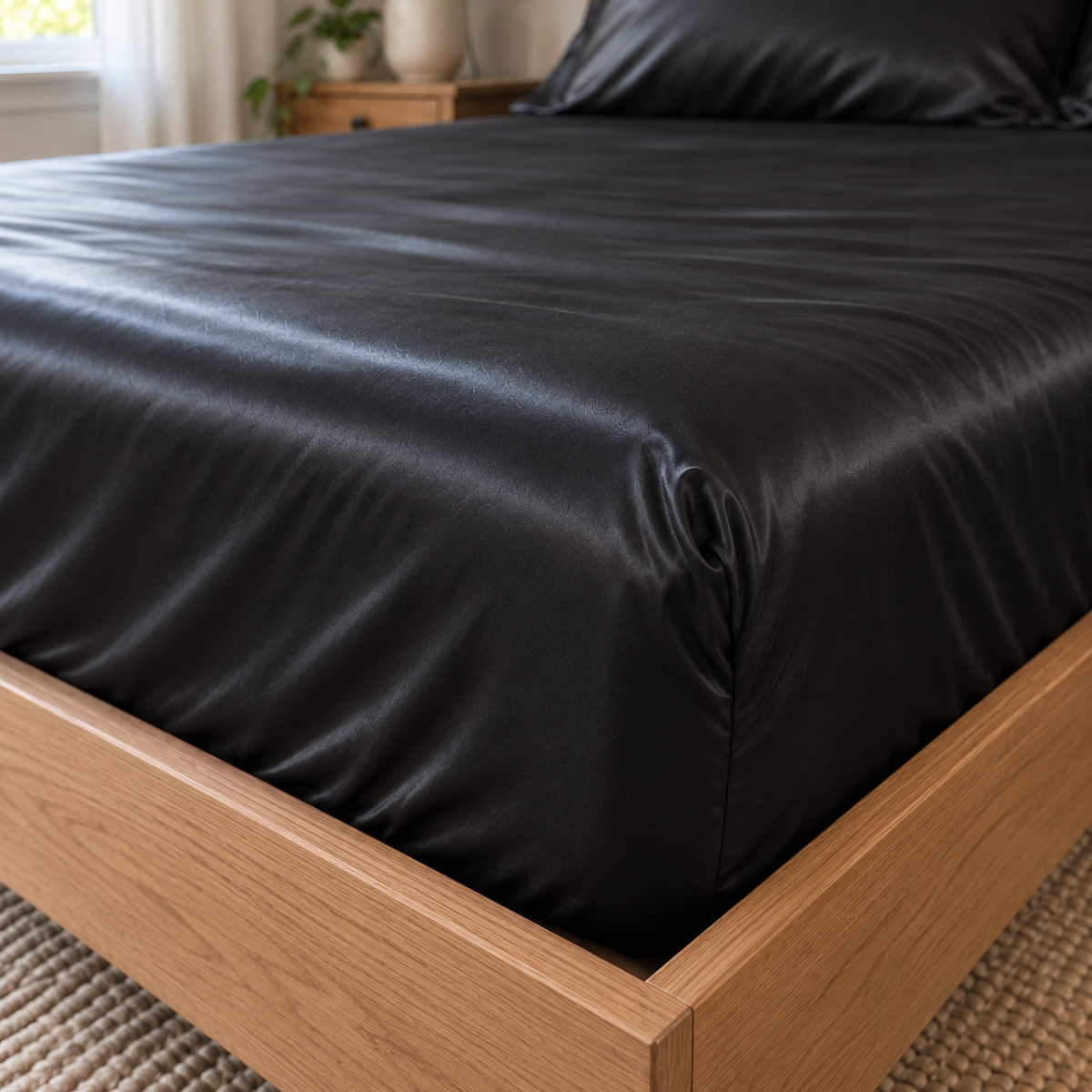 The Night Sheet: Waterproof Satin Fitted Sheet + 2 Pillowcases