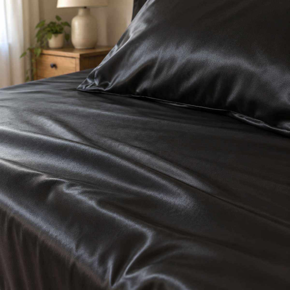 The Night Sheet: Waterproof Satin Fitted Sheet + 2 Pillowcases