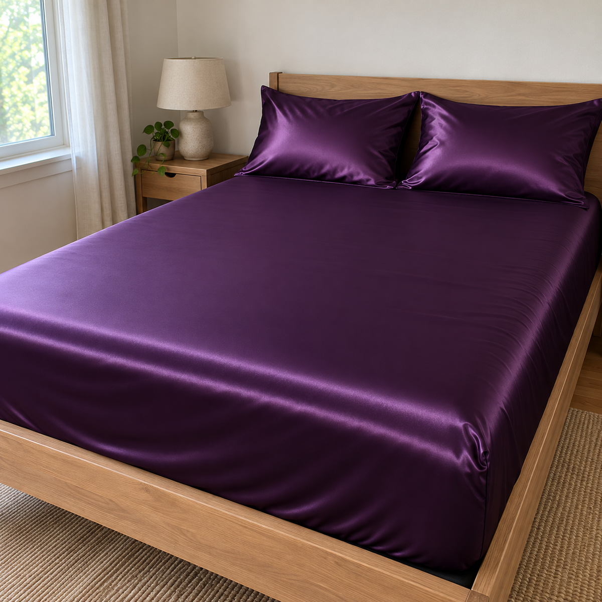 The Night Sheet: Waterproof Satin Fitted Sheet + 2 Pillowcases