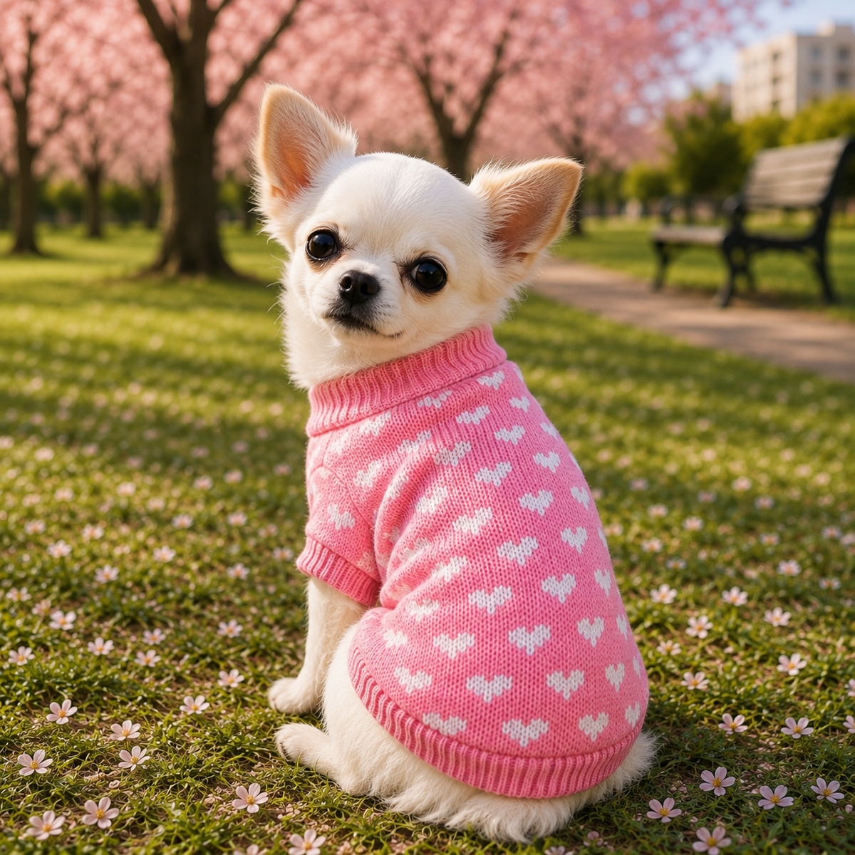 Cute Peach Heart Pattern Dog Clothes
