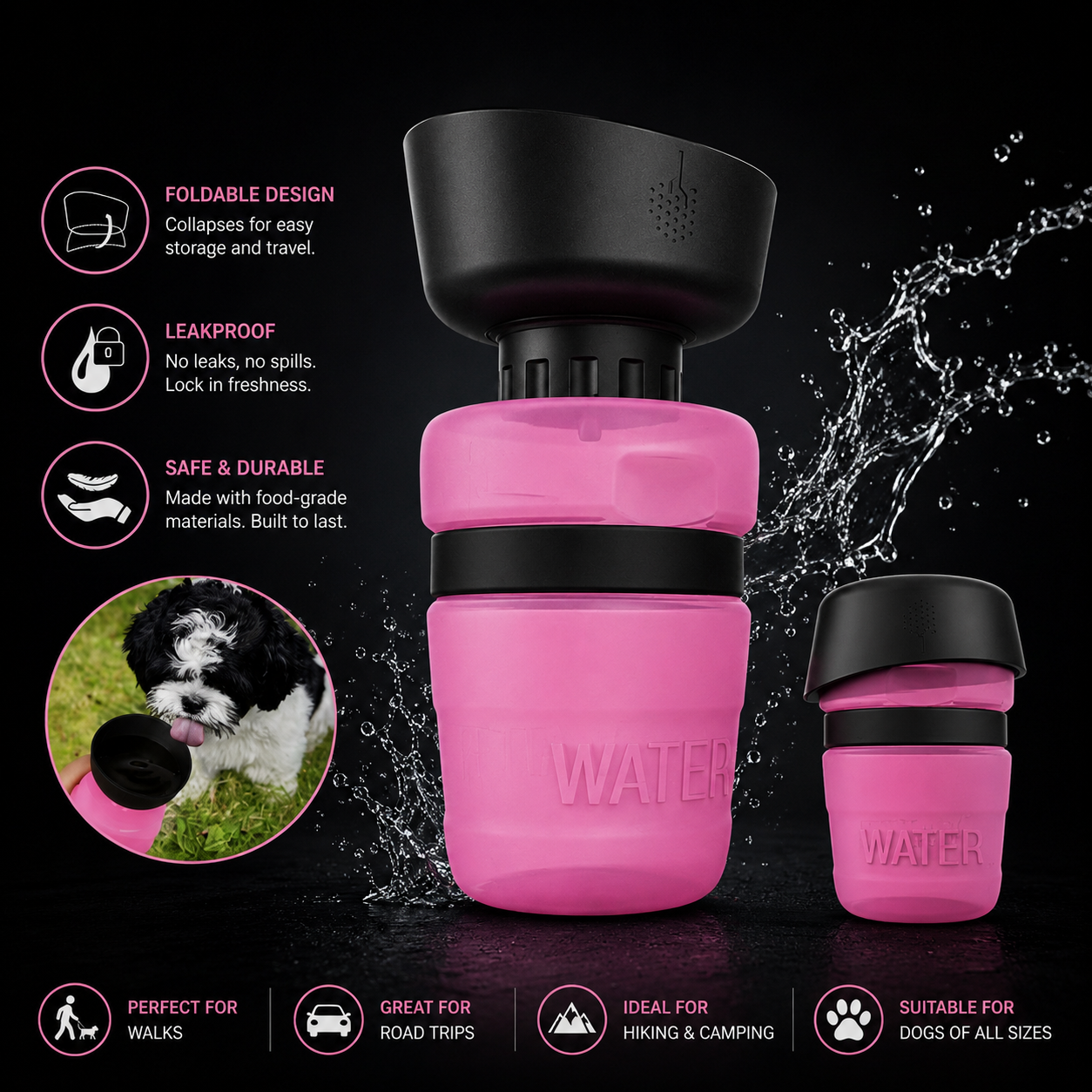 Vantare Foldable Dog Water Bottle