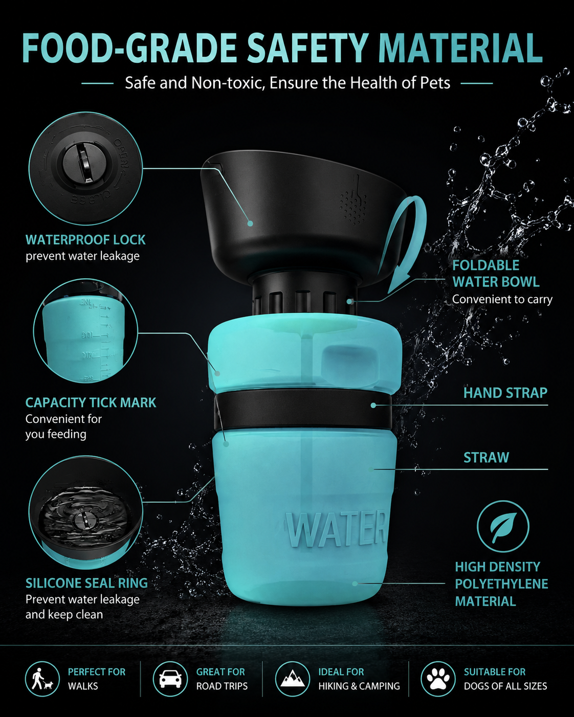 Vantare Foldable Dog Water Bottle