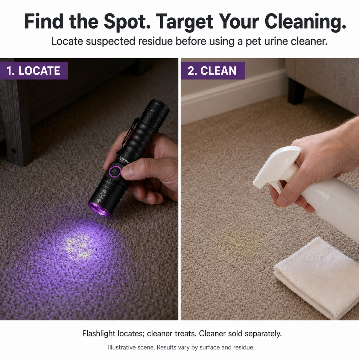 UV Pet Urine Detector Flashlight